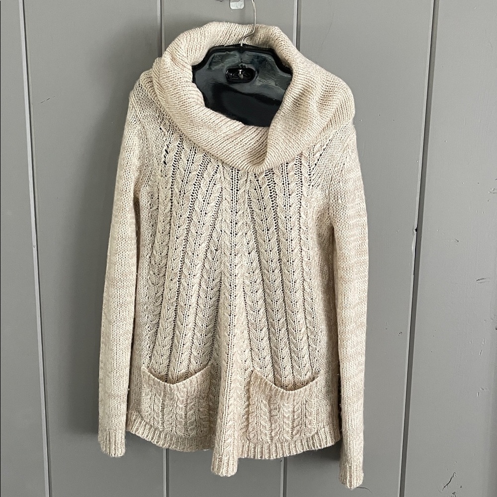 Guinevere Anthropologie Turtleneck Sweater Beige Soft Girl Minimalist Old Money